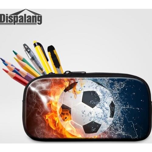 Dispalang Football Printing Pencil Case For Student Boy Cool Pen Box Basketball Cosmetic Cases For Women Portable Travel Makeup
