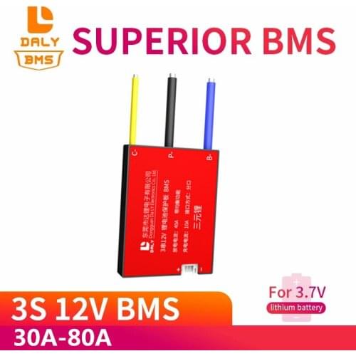 Daly Bms 3s 40A 12V 30A 40A 50A 60A 80A BMS 11.1V 12.6V 18650 lithium battery BMS with balanced Version Separate port for bike