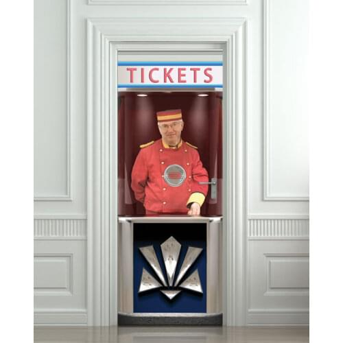 DIY 3D Wall Sticker Mural Home Decor ticket booth usher cinema Removable Door Sticker decole 77*200cm