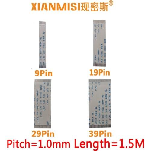 FFC FPC Flat Flex Extension Cable 9Pin 19Pin 29Pin 39Pin ame Side 1.0mm Pitch AWM VW-1 20624 20798 80C 60V Length 1.5Meter 5PCS