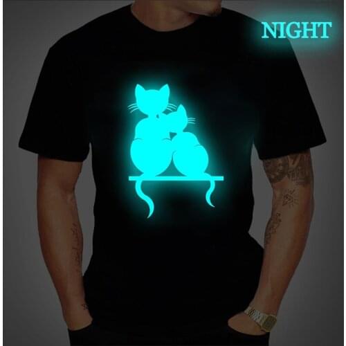 2021 Oversize T Shirt Men Cartoon Cat Kawaii Tops Tee Short Sleeve Fashion Summer Funny T-Shirt Men Luminous Hip Hop Clothes