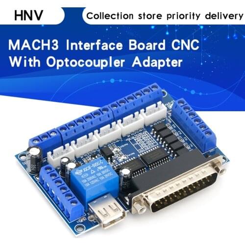 MACH3 Interface Board CNC 5 Axis With Optocoupler Adapter Stepper Motor Driver + USB cable