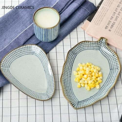 1pc Japanese Style Home Ceramic Irregular Dish Plate Fish Plate Dinner Plates Soup Noodle Salad Bowl Rice Bowl Kitchen Tableware