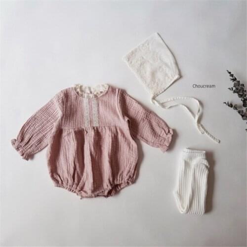 Autumn baby romper long sleeve lace collar infant kids bodysuit for girls clothing set toddler jumpsuit children overalls outtfi