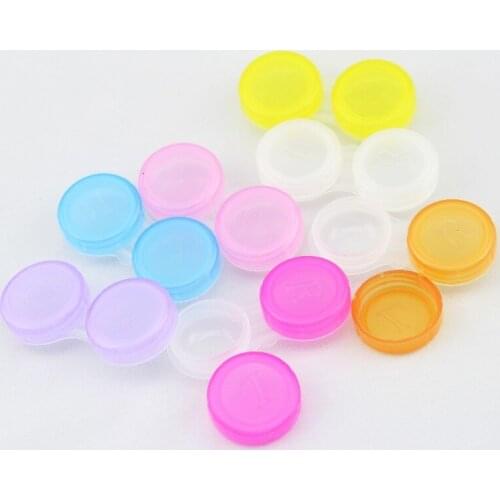LIUSVENTINA Portable Wholesale Cute Transparent Contact Lens Case for Color Lenses Gift for Girls 100pcs/lot Random Mix Color