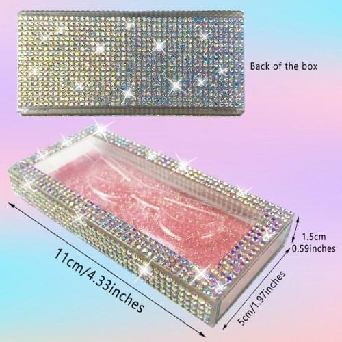 FOXYFOX wholesale diamond false eyelash packaging box fake 3d mink eyelashes boxes faux cils acrylic case lashes empty packing