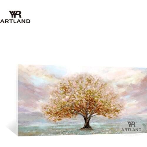 Beautiful scenery wall painting gold money tree Hand drawn oil painting on canvas wall art picture for living room parlour