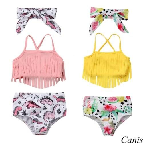 2019 Toddler Baby Girl swimwear Two pieces Set Little Girl 2PCS Ruffle Halter Swimwear Bathing Suit Swimsuit Sets Kids Clothes