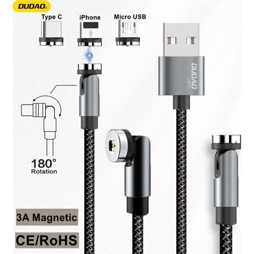 DUDAO Magnetic Charger Cable 3A USB Typc C Cable for iPhone Samsung Huawei Xiaomi Magnetic Charging Cable 3 in 1