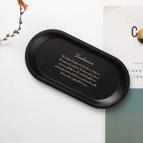 Multipurpose Black Stainless Steel Storage Tray Fruit Dessert Plate Jewelry 37MF