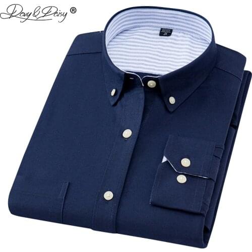DAVYDAISY High Quality 2019 New Arrival Men Shirt Cotton Oxford Long Sleeved Men Dress Shirt Man camiseta masculina DS269