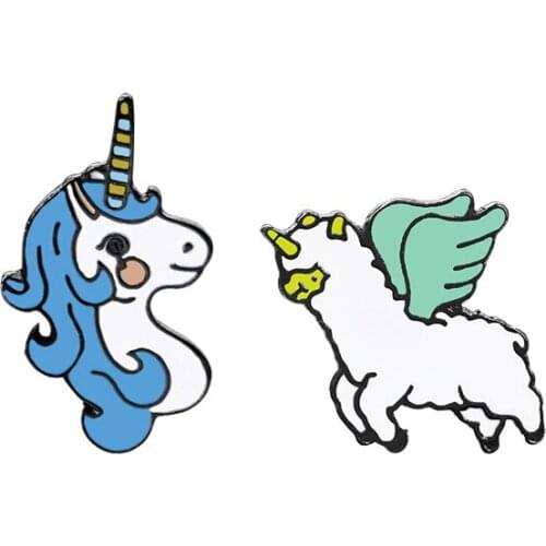 Fooderwerk Jewelry 2018 Creative Cartoon Anime Unicorn Flying Horse Men Women Brooch Badge Clothing Accessories Pins