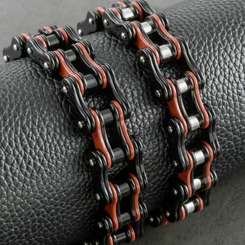 Masculine Mens Bike Chain Bracelet Jewelry Of Real Heavy 316L Stainless Steel 18MM Wide 8.86 Inches Gifts For Husband Motocross