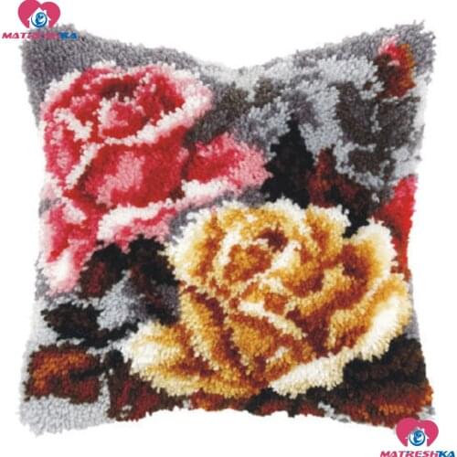 Latch Hook Kit Cushion Mat DIY Craft flower Pattern Cross Stitch Pillow Needlework embroidery pillow home decoration accessories