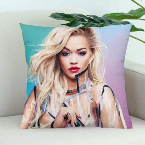Rita Ora Pillow Cover Bedroom Home Office Decorative Pillowcase Square Zipper Pillow Cases Satin Soft