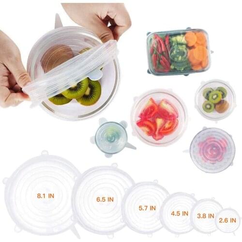 2020 New Hot Fashion 6Pcs/Set Universal Silicone Stretch Suction Pot Lids Kitchen Cover Pan Bowl Stopper товары для кухни