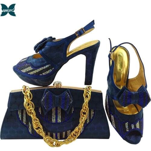 New D.Blue Color Matching Italian design Shoes and Bag Set African Matching Shoes and Bags In Women Nigerian Shoes for Party