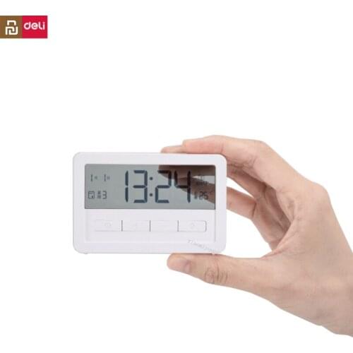 NEW Deli Portable Multifunctional Electronic Clock LCD Screen Display Alarm Setting Delay Function Date Temperature Week Display