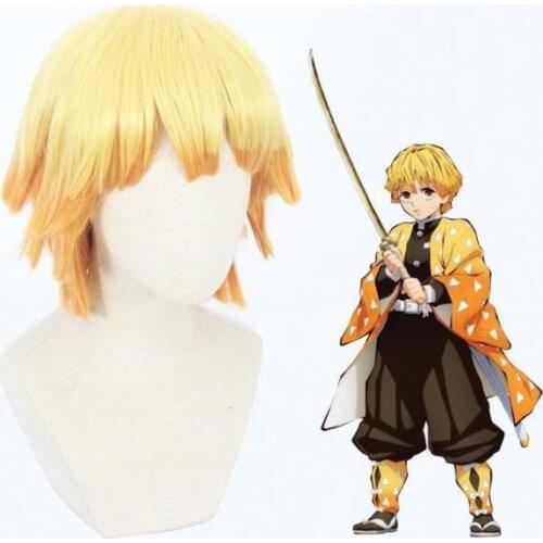 Cosplay Wig Kamado Tanjirou Agatsuma Zenitsu Hashibira Inosuke Costume Heat Resistant Hair Demon Slayer Kimetsu no Yaiba Wigs