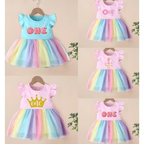Girls Princess Dress1nd 2nd 3nd 4nd Birthday Dresses Outfits Kids Clothes Fashion Toddler Baby Girls Clothing Summer Dress Girl