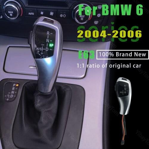 Pre-facelift Carbon Fiber Pattern LHD Replacement Silver Modified Accessories for BMW 6 Series 2004-2006 E63 LED Gear Shift Knob