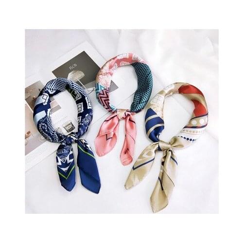 70*70cm Geometric Small Square Scarf Womens All-match Korean-Style Headscarf National Style Work Professional Scarf