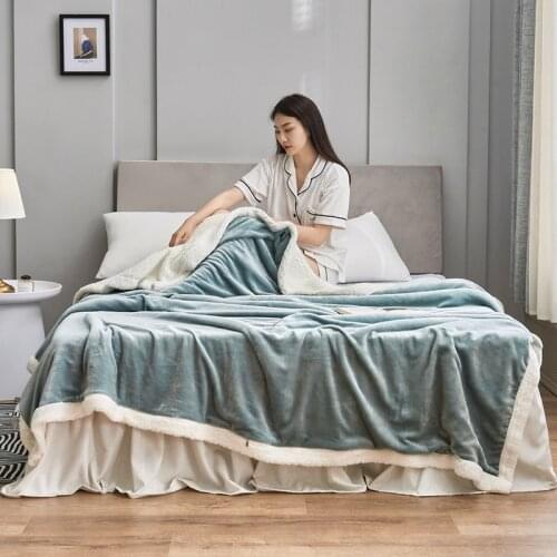 Warm Duvet/Comforter/Quilt Cover Flannel Cashmere AB Side Solid Color Blue White Winter Blanket Throw Home Textile 150*200cm