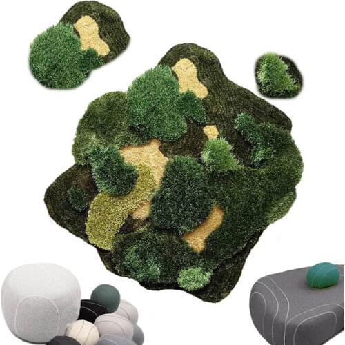 Green forest moss carpet children room handmade area rug decorative creative floor mat