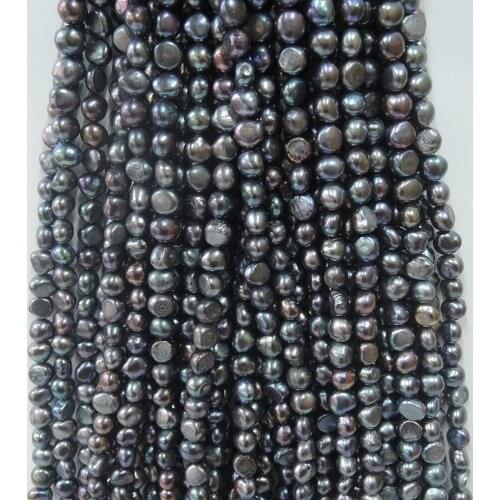 Pearl beads,7-8 mm 100% Real freshwater loose pearl ,black color pearl ,baroque shape-high luster-AAA pearls