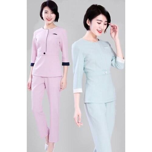 Scrubs Medical Uniforms Women Hotel Waiter Uniform Women Medical Uniform Lady Beauty Salon Spa Fashion Work Uniform AS227