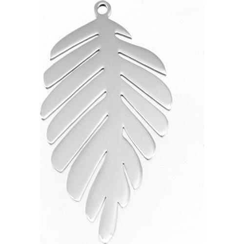 Big leaf beautiful Charms leaves Pendants for bracelet Necklace Stainless steel mirror polish Diy pendant wholesale 10pcs