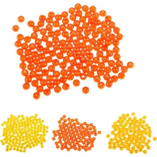 150pcs Sea Carp Fishing Beads Round Plastic Jigging Hand Fishing Lures 4mm/5mm Orange/Yellow Fishing Baits for Fisherman