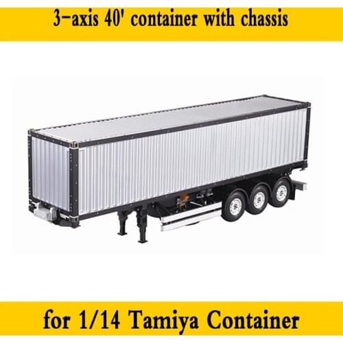 3 Axle 40 Foot Container Frame Chassis PVC Container for 1/14 Tamiya RC Truck Car SCANIA VOLVO MAN TGX Benz Diy