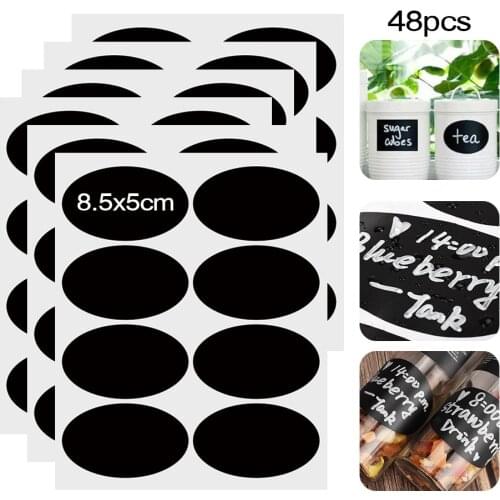 48pcs/pack Spices Sticker Jars Stickers Kitchen Spice Labels Stickers Storage Bottles Jar Sticker Waterproof Blackboard Label