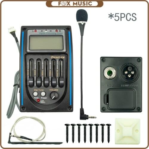 5PCS 5 Band Acoustic Guitar EQ Preamp Prener-PM 5-Band EQ Equalizer Pickup Tuner LCD W/ Microphone