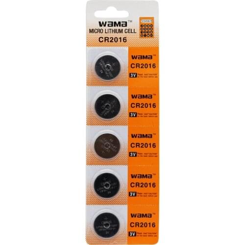 5x Wama CR2016 Button Cell Coin Batteries ECR2016 KCR2016 BR2016 LM2016 Lithium 3V Battery Car Remote Watch Drop Ship