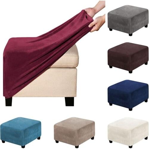 Velvet Stool Slipcovers High Elastic Square Footstool Sofa Slipcover Chair Covers Removable Sofa Chair Cover Footstool Protecto