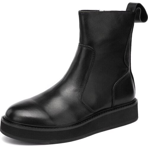 British Short Boots Autumn Winter Mens Boots and Luxury Shoes British Retro cowhide Cowboy Boots Mens Cowhide Genuine Leather