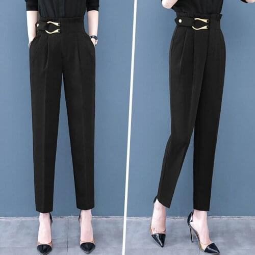 Women Casual Trousers Carrot Pants Female High Waist Straight Harlan Cropped Trousers 2021 Spring New Plus Size 3XL Pants C555