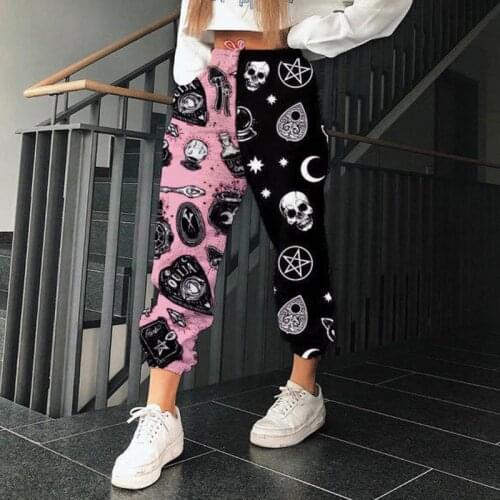 Pants Women Skull Print High Waist Elastic Wide Leg Pants Streetwear Woman Baggy Sweatpants Harajuku Loose Joggers Trousers