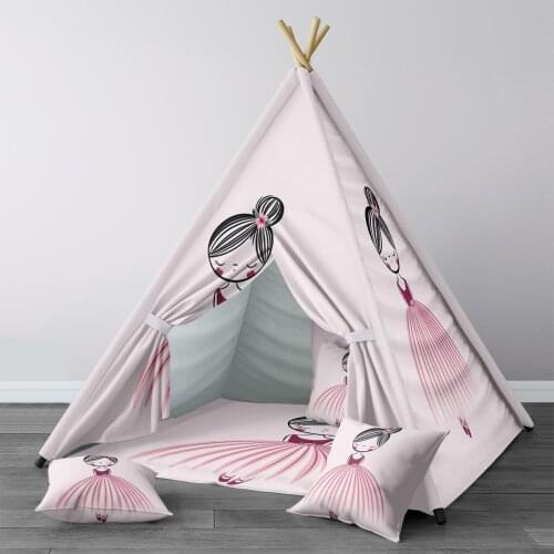 Play Tent for Kids Wigwam Portable Indoor Playground Tents Children Bedrooms Red Ballerina Girl Flower Model 1427