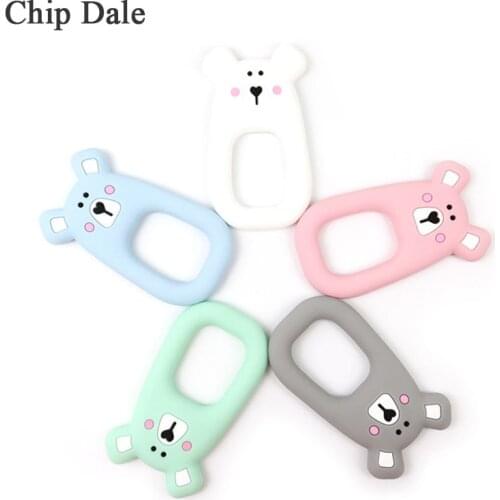 Chip Dale 5pcs Baby Mouse Silicone Teether BPA Free Cute Animal DIY Ring Teethers Toddler Kids Chew Charms Teething Nuring Toy