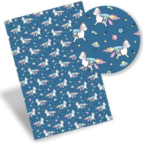 Faux Synthetic Leather Fabric Cartoon Fox Horse Printed Sheets For DIY Hairbow Bag Crafts Patchwork Supplies 22*30cm/0.8mm 1pc