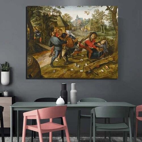 Pieter Bruegel Fighting Peasants Canvas Painting Prints Living Room Home Decoration Modern Wall Art Oil Painting Posters Picture