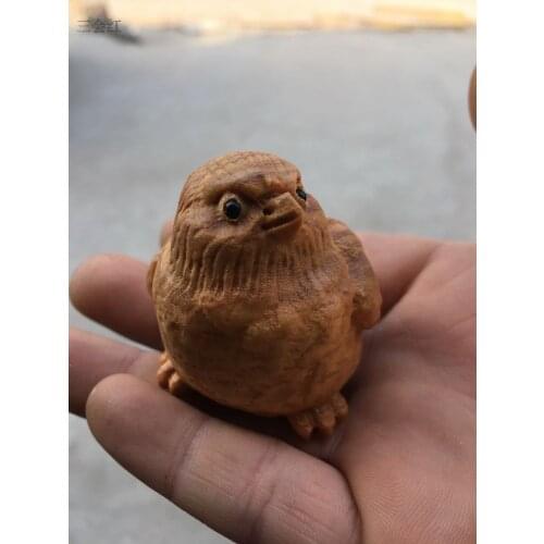 Chinese Zodiac Cute Chick Cliff Cypress Boxwood Carving Car Decoration Handicraft Gift Decoration