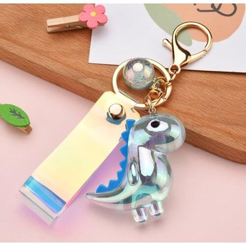 KAIDUODUO Creative Cartoon Cute Dinosaur Keychain Acrylic Animal Pendant Couple Car Key Chain Bag Pendant Keyring Gift Christmas