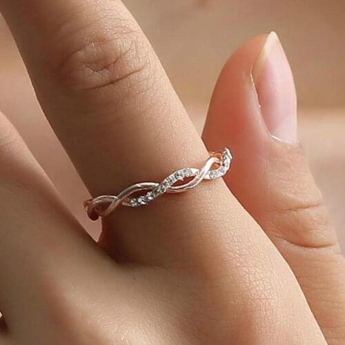 Fashion Crystal Twist Ring Twist Bridal Rings For Women Anel Jewelry Gold Rose Gold Color Ring Jewellery Anillos Aneis