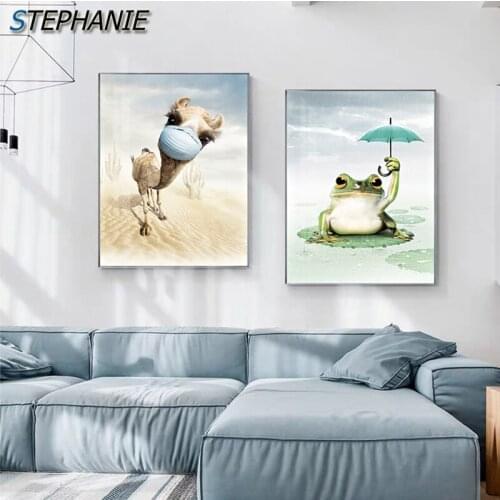 Cartoon Watercolor Animal Poster and Print Nordic Wall Art Pictures Modern Canvas Painting for Bedroom Kid Funny Home Decoration