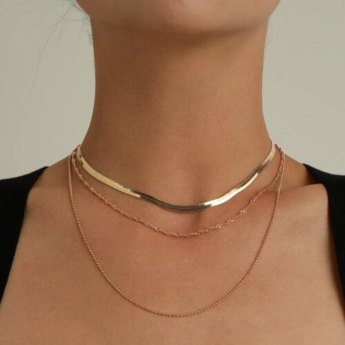 New Trending Elegant Multilayer Chains Necklaces for Women Geometric Snake Beads Chain Clavicle Necklace Colar Jewelry Gift