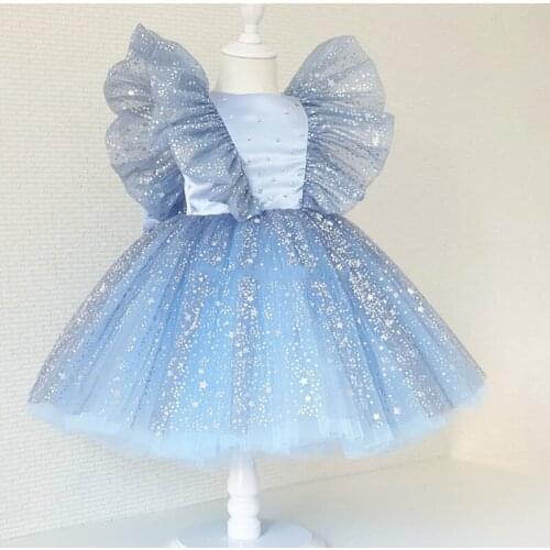 New Glitter Girls Dresses summer Princess Dress Puffy Tulle Ball Gown Kids Clothes Toddler Girl Birthday Dresses Photography